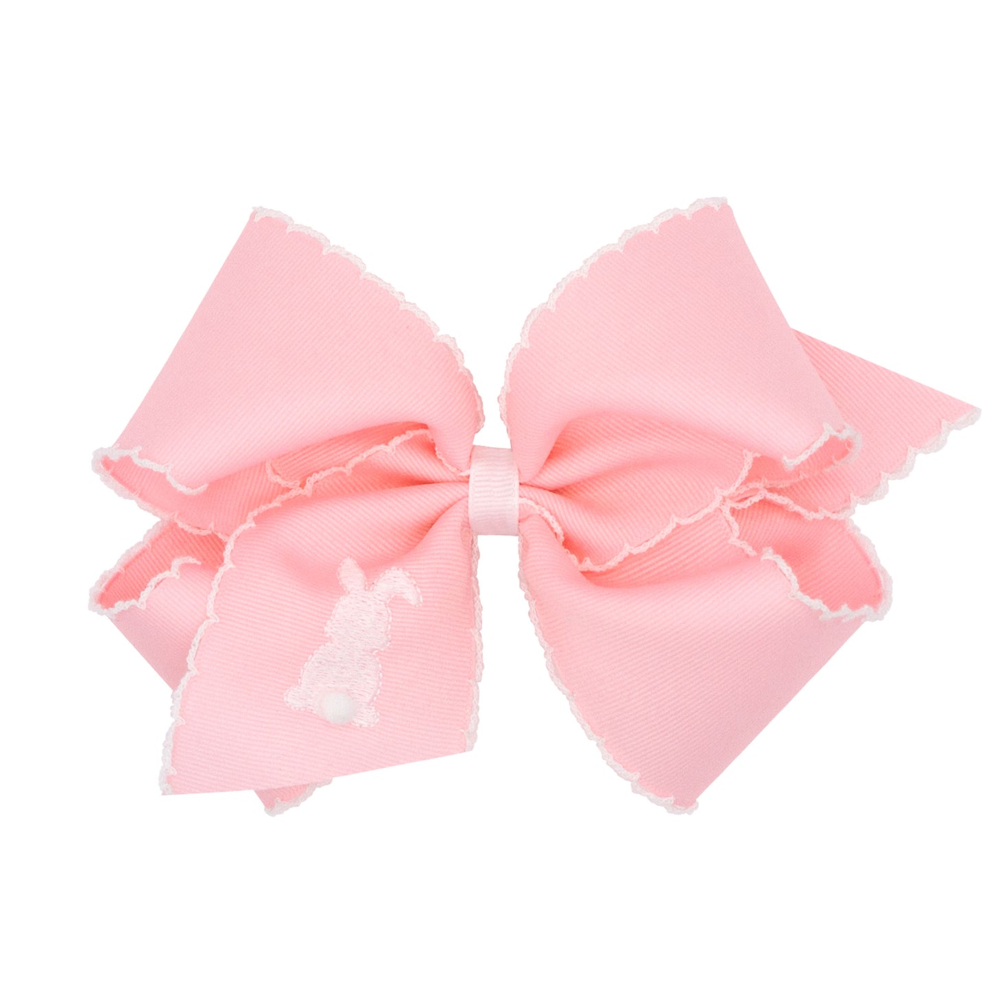 King Embroidered Grosgrain Bow | Pink/White Bunny