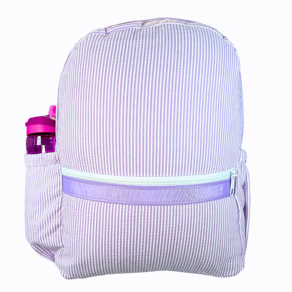Lilac Seersucker Medium Backpack w Pockets