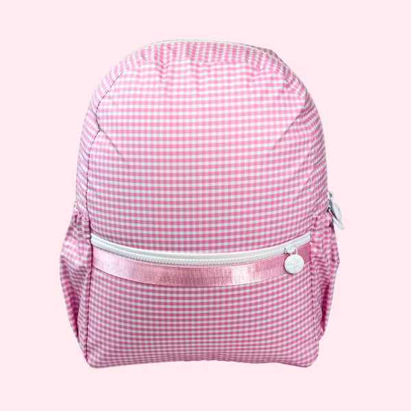 Wipeable Pink Gingham Medium Backpack w Pockets