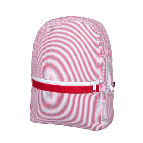 Red Seersucker Small Backpack