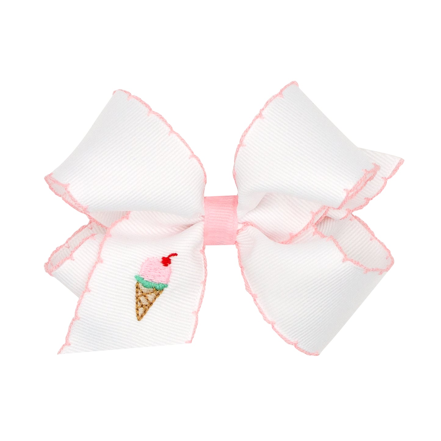 Medium Embroidered Grosgrain Bow | Ice Cream