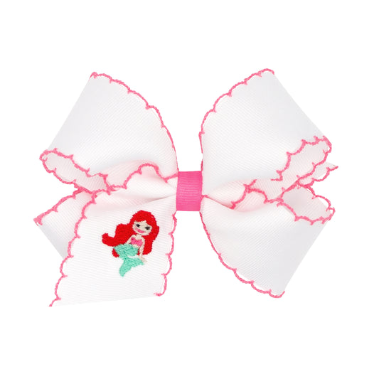 Medium Embroidered Grosgrain Bow | Mermaid