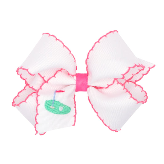 Medium Embroidered Grosgrain Bow | Golf Green