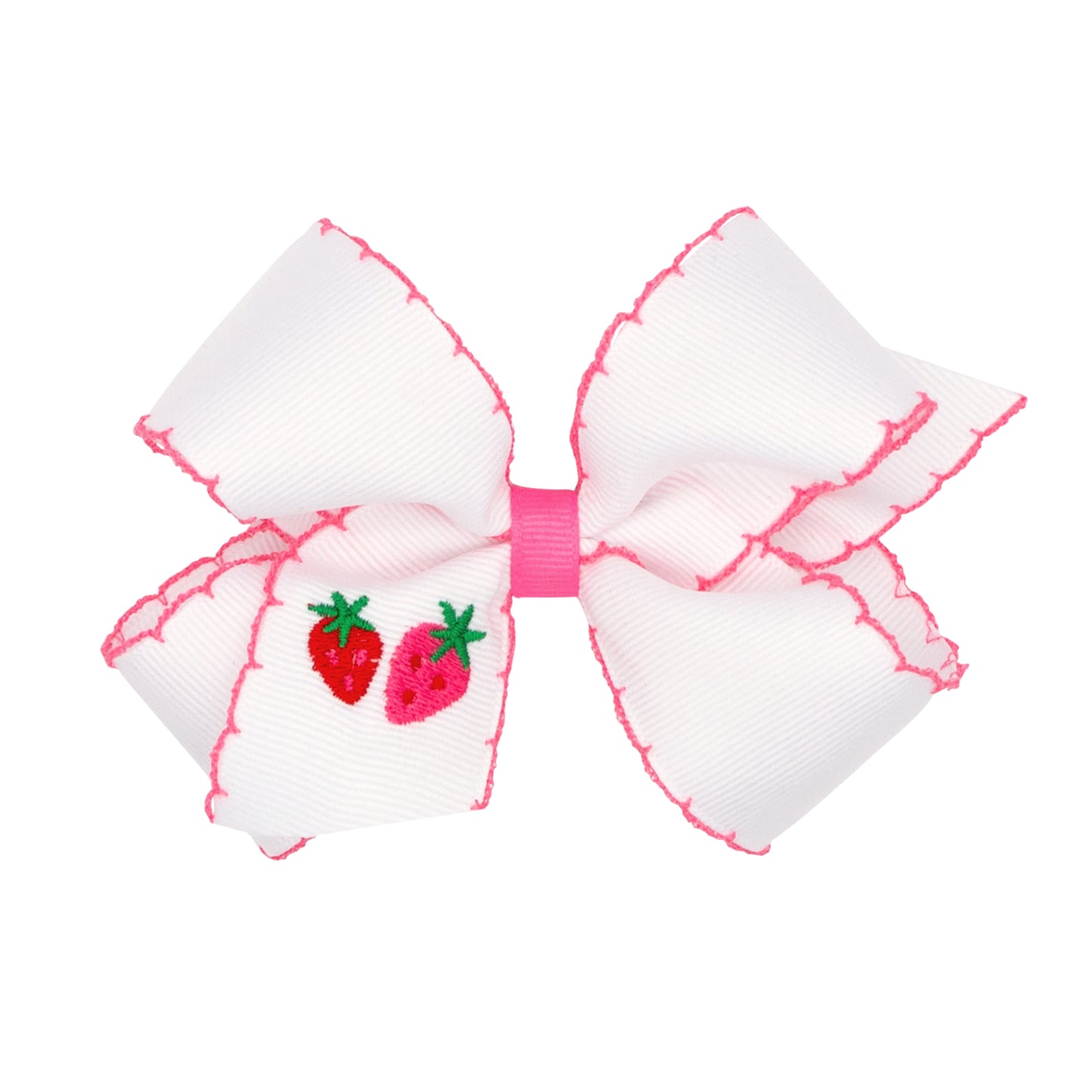 Medium Embroidered Grosgrain Bow | Strawberry