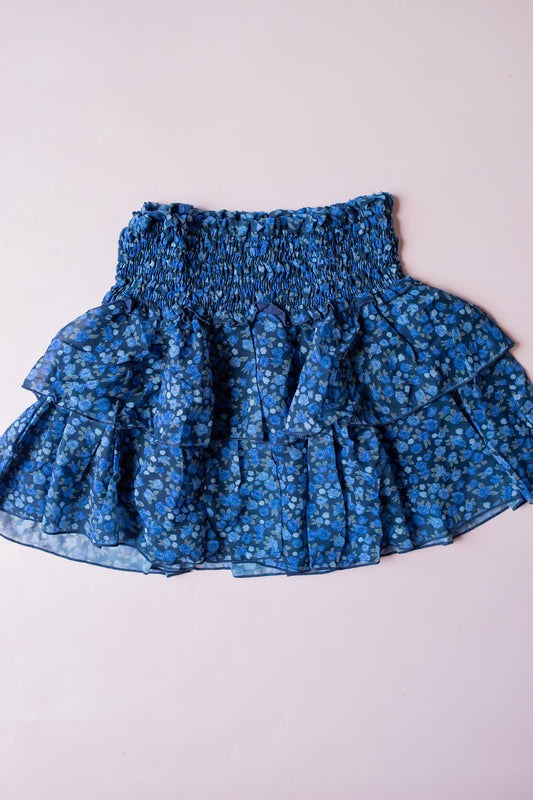 Chiffon Smocked Skirt | Navy Floral