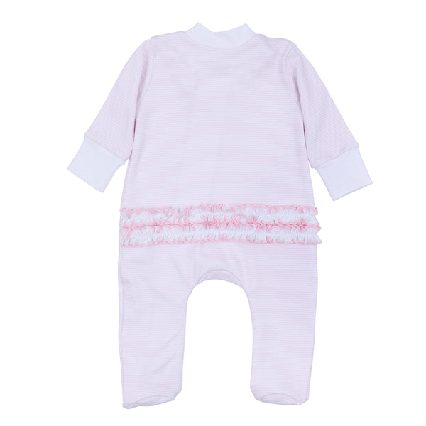 Touchdown Cutie Embroidered Ruffle Footie | Pink
