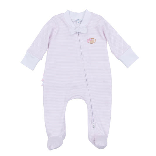Touchdown Cutie Embroidered Ruffle Footie | Pink