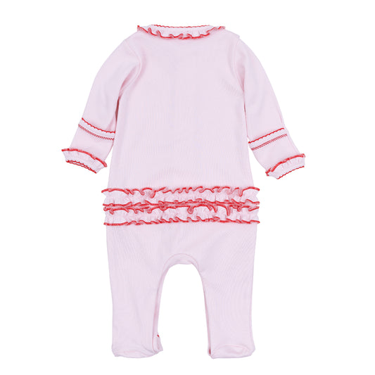 Candy Cane Lane Embroidered Ruffle Footie