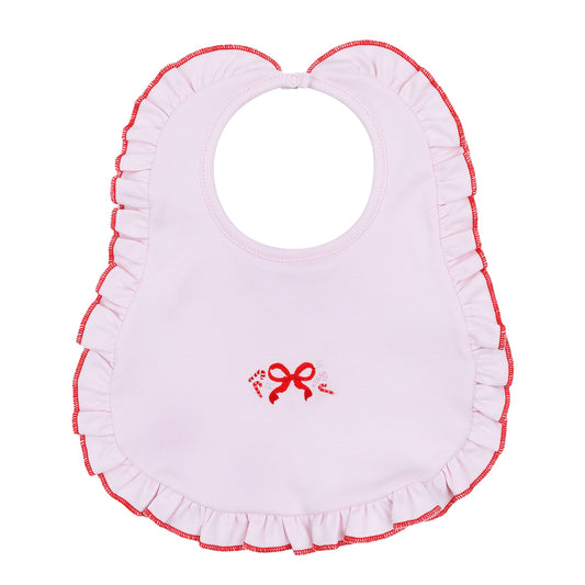 Candy Cane Lane Embroidered Ruffle Bib