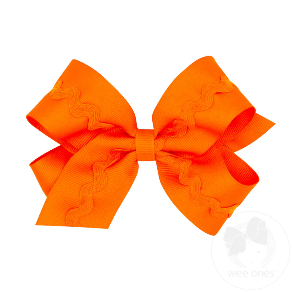 Medium Grosgrain Ricrac Center Bow | Orange