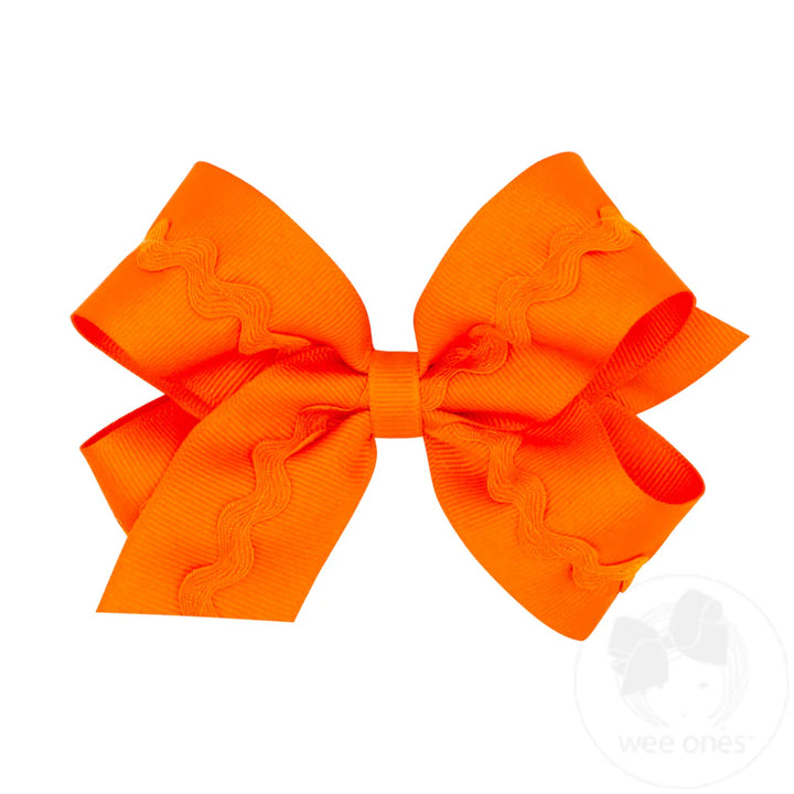 Medium Grosgrain Ricrac Center Bow | Orange