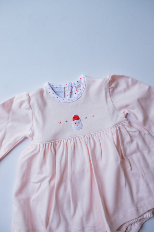 Tiny Santa Embroidered Onesie Dress