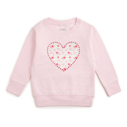 Dainty Rose Pearl Heart Patch Sweatshirt - Kids Clothing