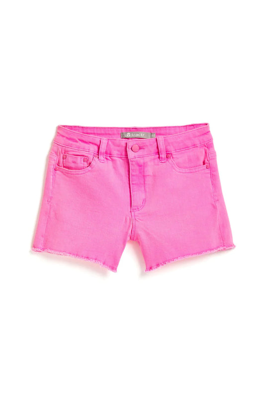 Brittany Fray Hem Shorts | Neon Pink