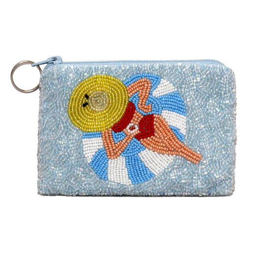 Pool Day Beaded Coin Purse