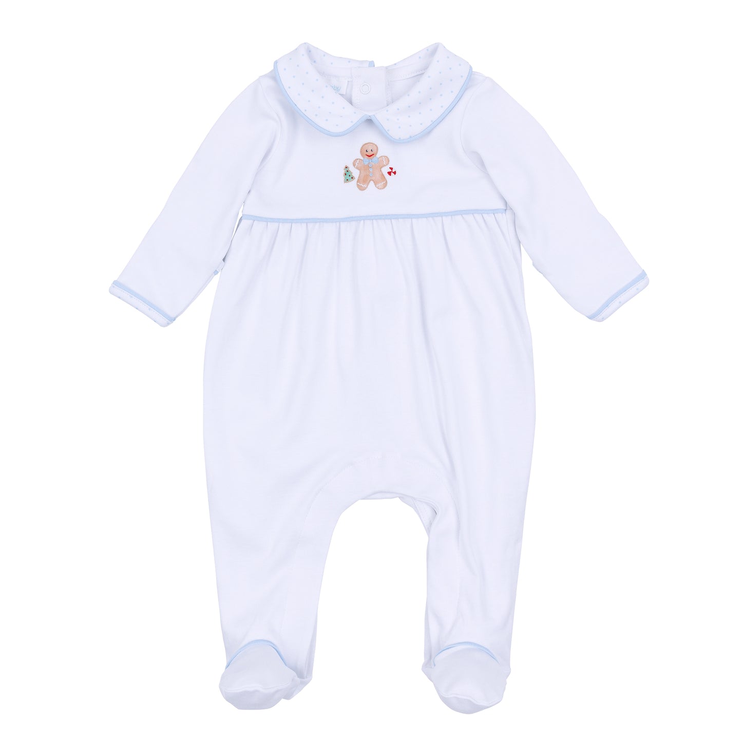 Frosted Wonderland Collared Boy Footie | Light Blue