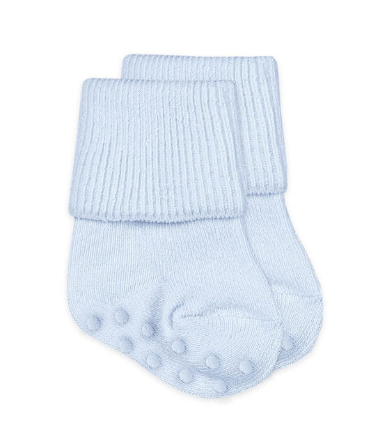 Jefferies Socks Non-Skid Smooth Toe Turn Cuff Socks | Blue