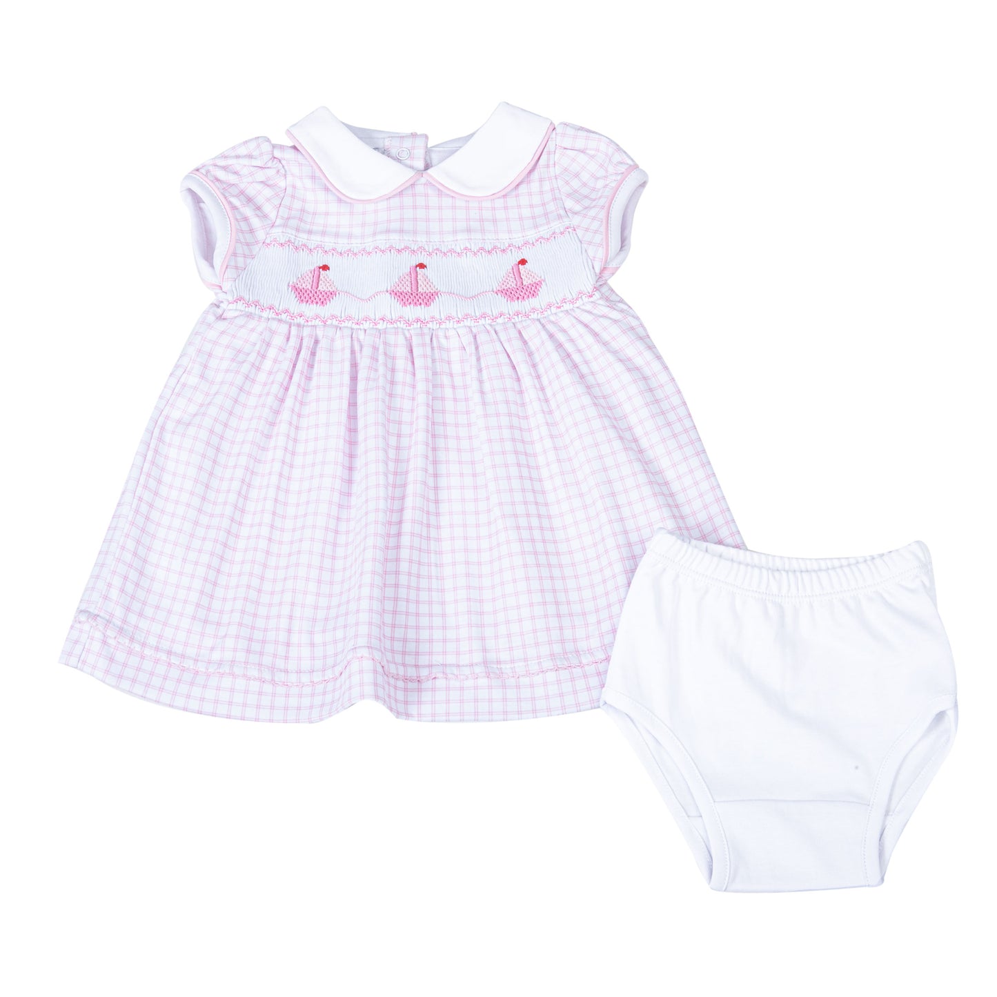 Ahoy Baby Classics Smocked Collared Dress | Pink