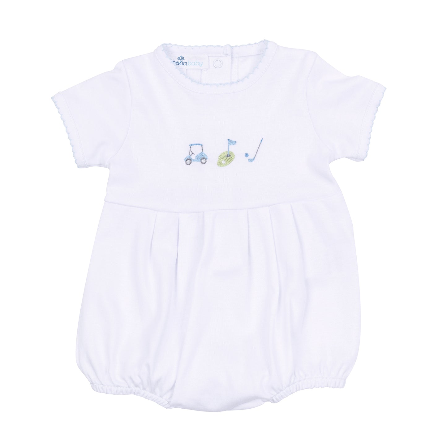 Tiny Tee Time Embroidered Short Sleeve Bubble | Light Blue