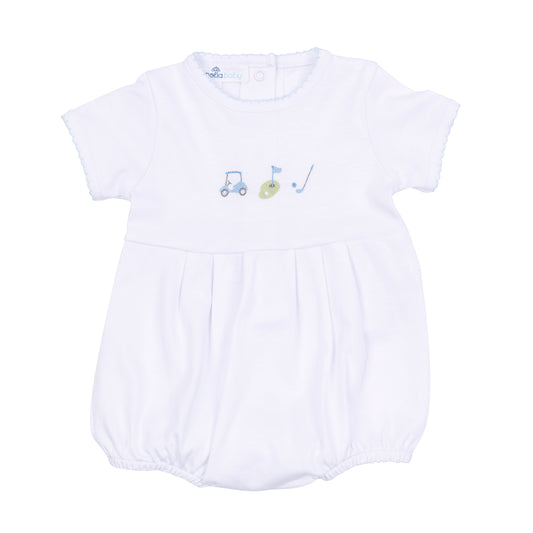 Tiny Tee Time Embroidered Short Sleeve Bubble | Light Blue