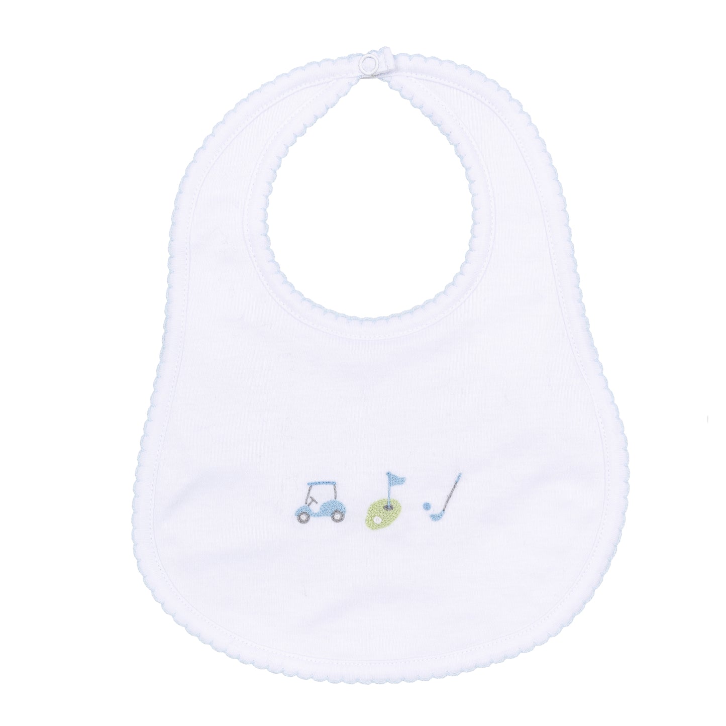 Tiny Tee Time Embroidered Bib | Light Blue