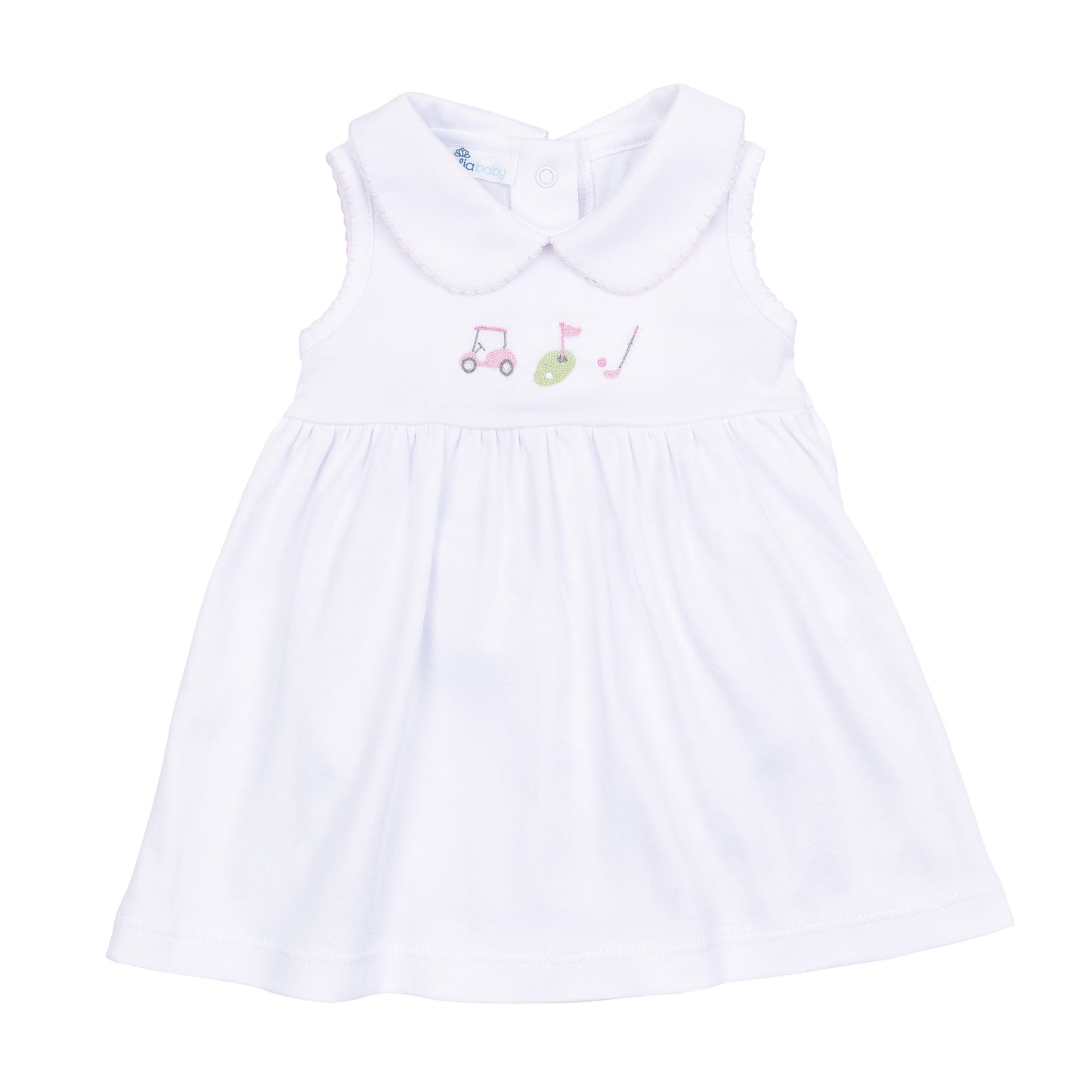 Tiny Tee Time Embroidered Collared Dress + Bloomers Set