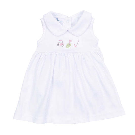 Tiny Tee Time Embroidered Collared Dress + Bloomers Set