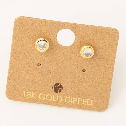 Mini Circle Rhinestone Stud Earrings | Gold