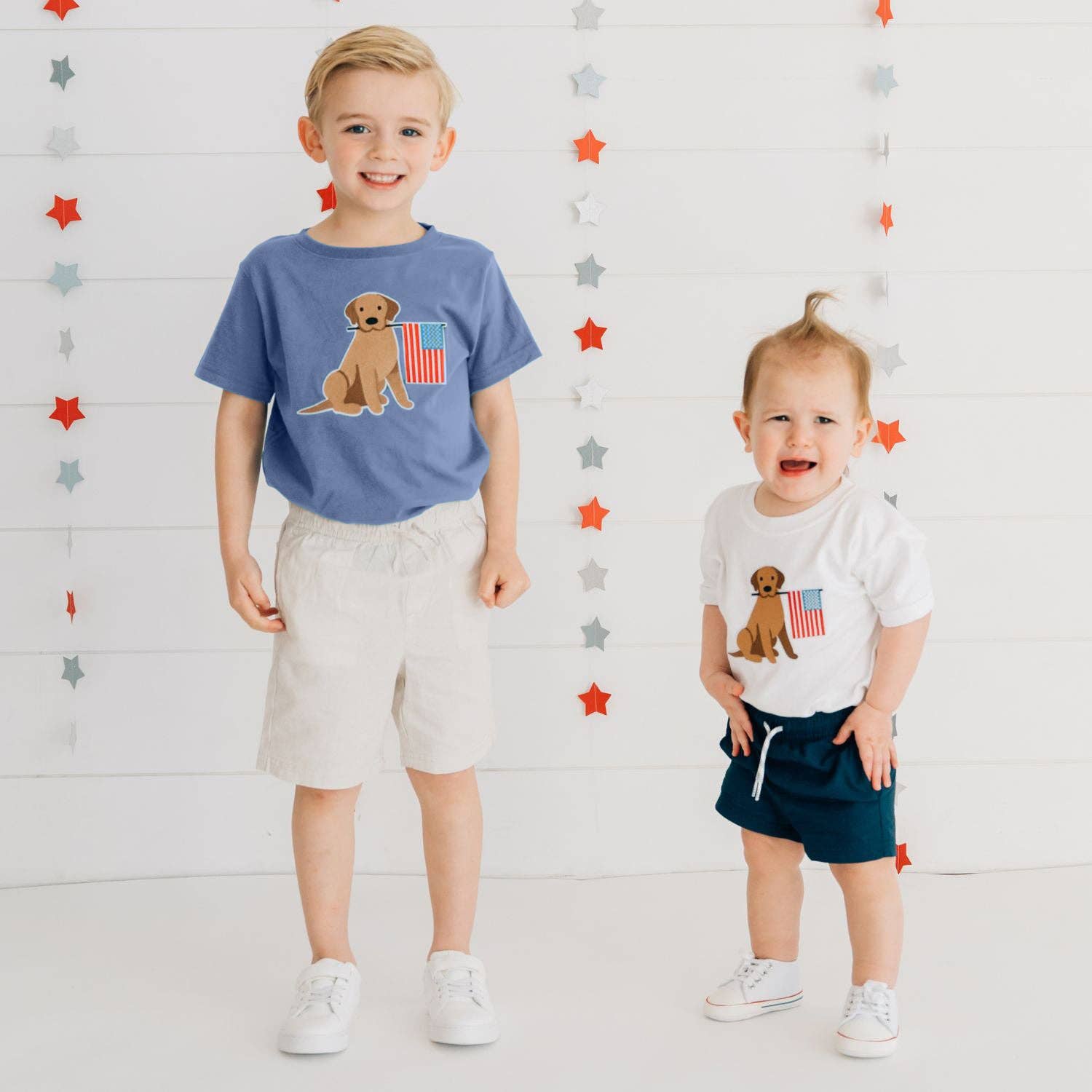 Patriotic Pup Patch Short Sleeve T-Shirt - Fourth of July