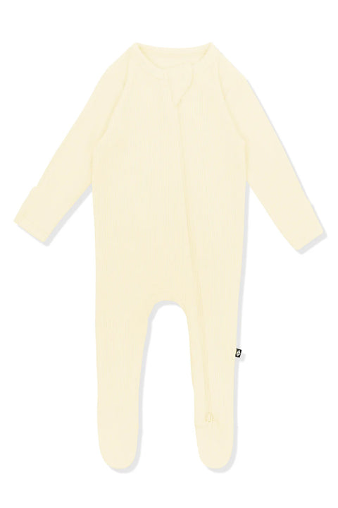 Kyte Baby Ribbed Zippered Bamboo Footie | Chamomile