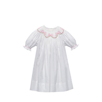 White Savannah Bishop Dress | Spring Ribbons & Roses