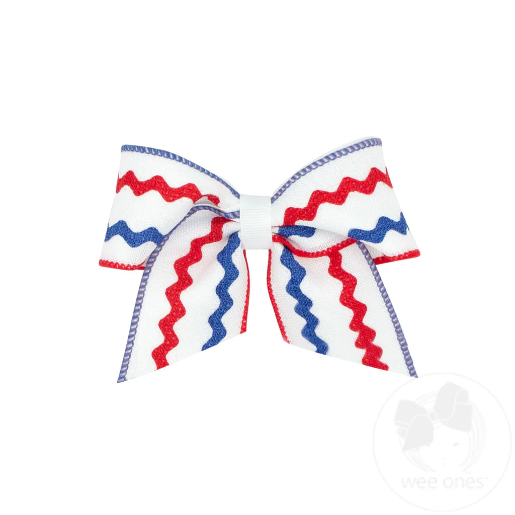 Medium Red Linen Ric-Rac with Linen Underlay Bow