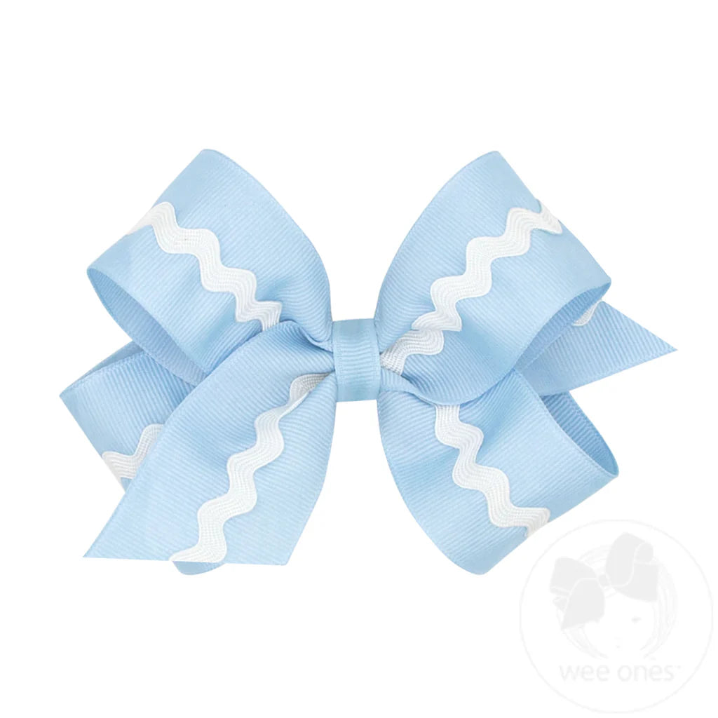 Millennium Blue Medium Grosgrain with Ric-Rac Bow