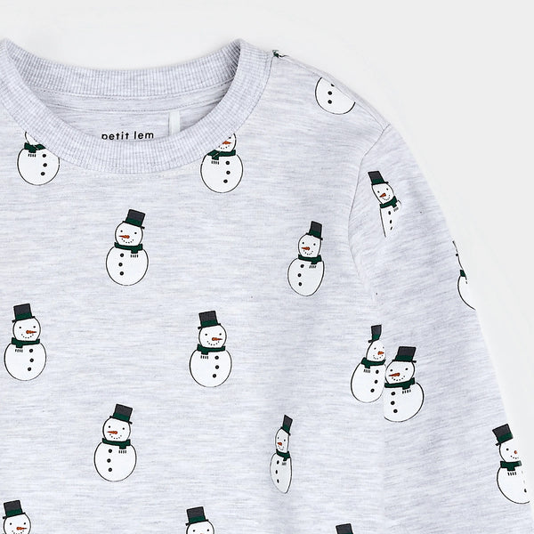 Merry Snowmen Sweatshirt | Light Grey