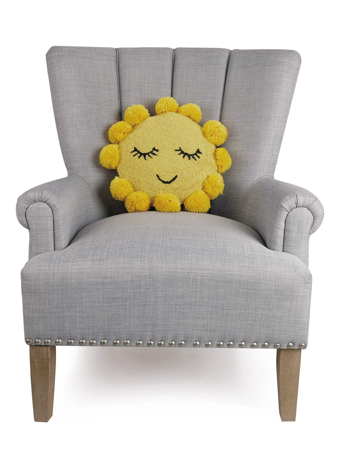 Sunshine Hook Pillow w/Pom Poms