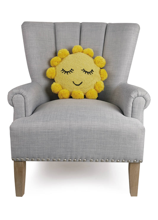 Sunshine Hook Pillow w/Pom Poms