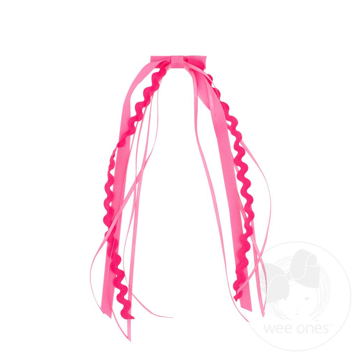 Grosgrain and Ric-Rac Ribbon Streamer Hair Clip | Hot Pink