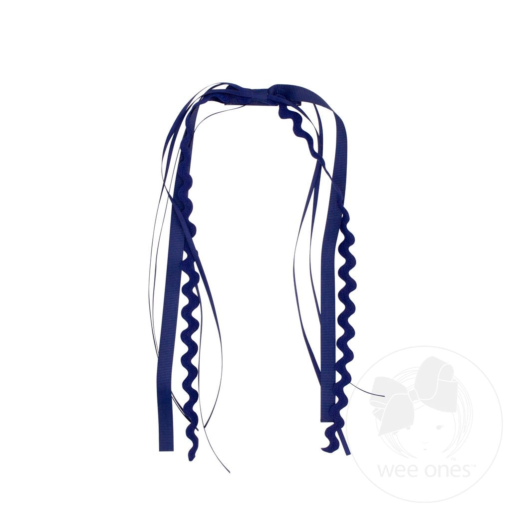 Grosgrain and Ric-Rac Ribbon Streamer Hair Clip | Navy
