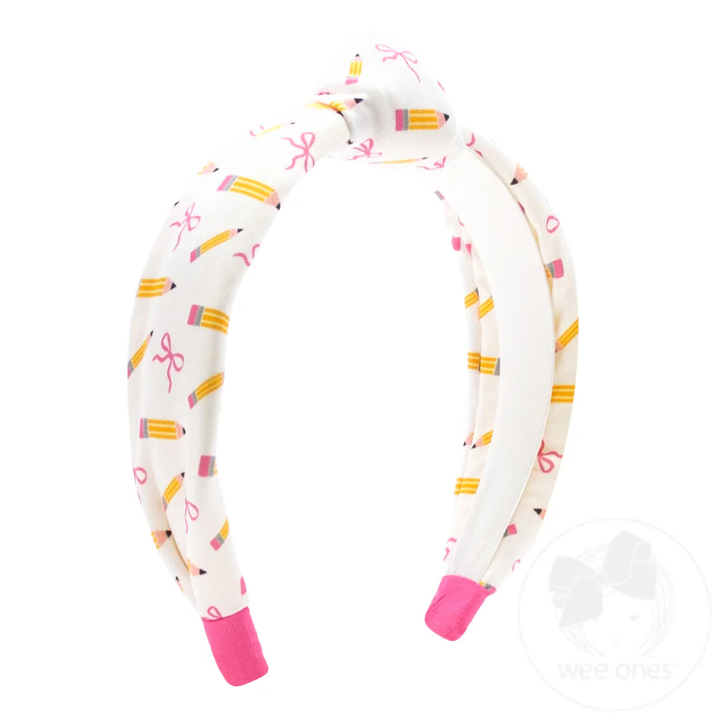 Back to School Pencil Print Knot Headband