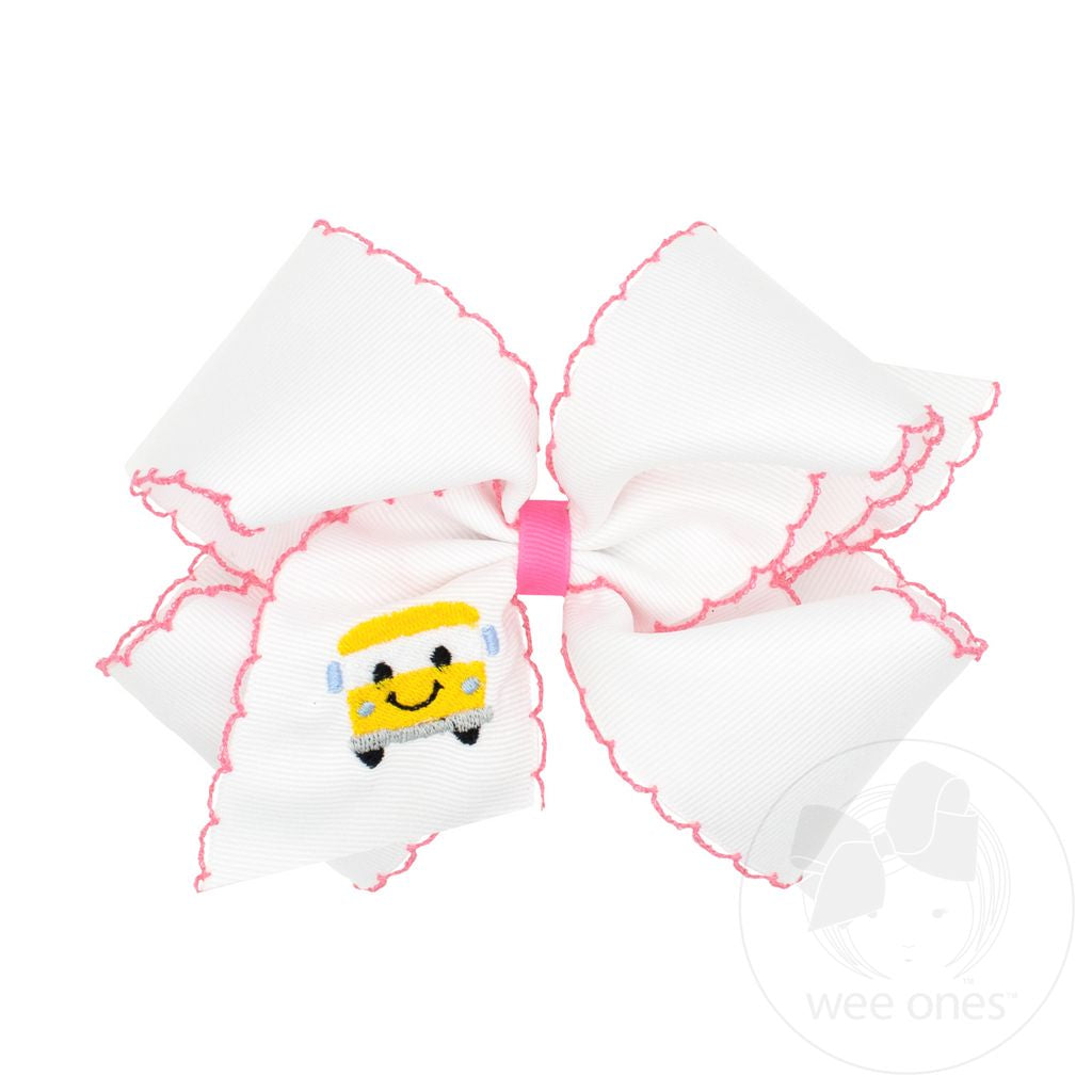 King Back to School Moonstitch Bus Embroidered Hair Bow