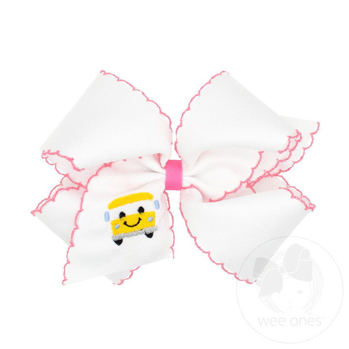 King Back to School Moonstitch Bus Embroidered Hair Bow