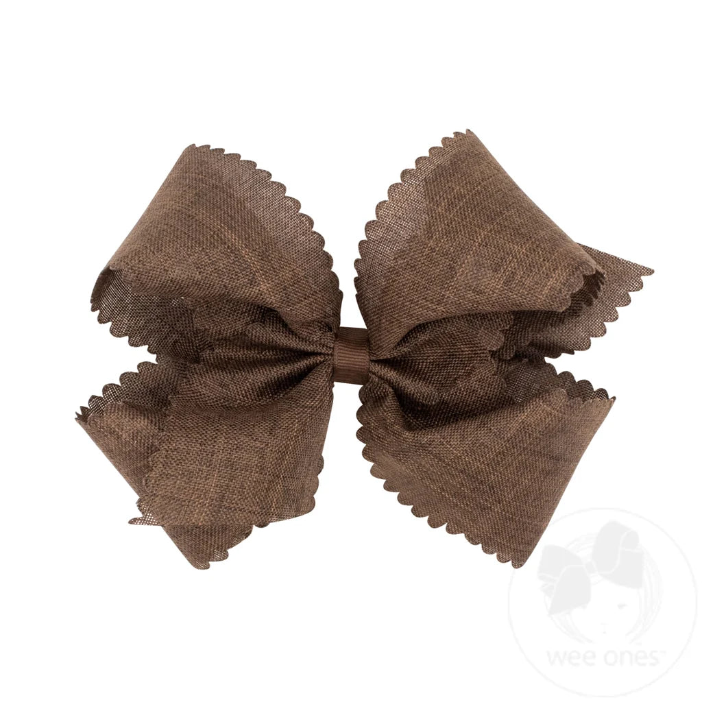 King Scallop Edge Linen Bow | Brown