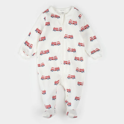 Footed Sleeper | Off White Firetruck