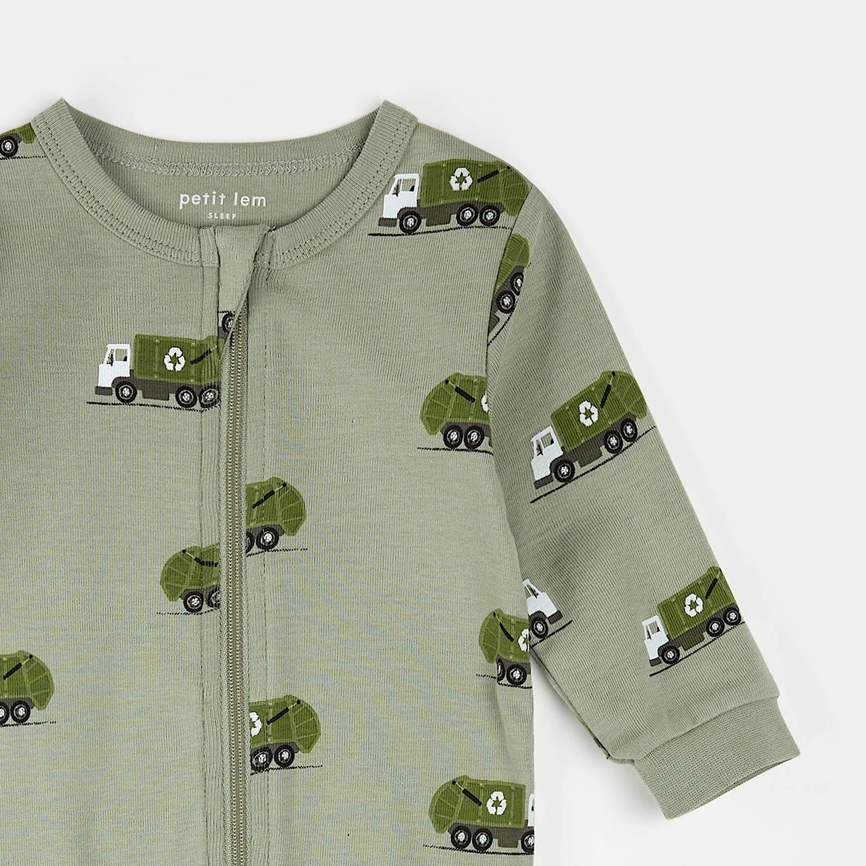 Footed Sleeper | Green Recycling Trucks