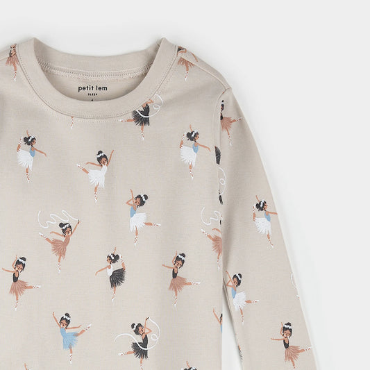 Long Sleeve Pajama Set | Cream Ballerina