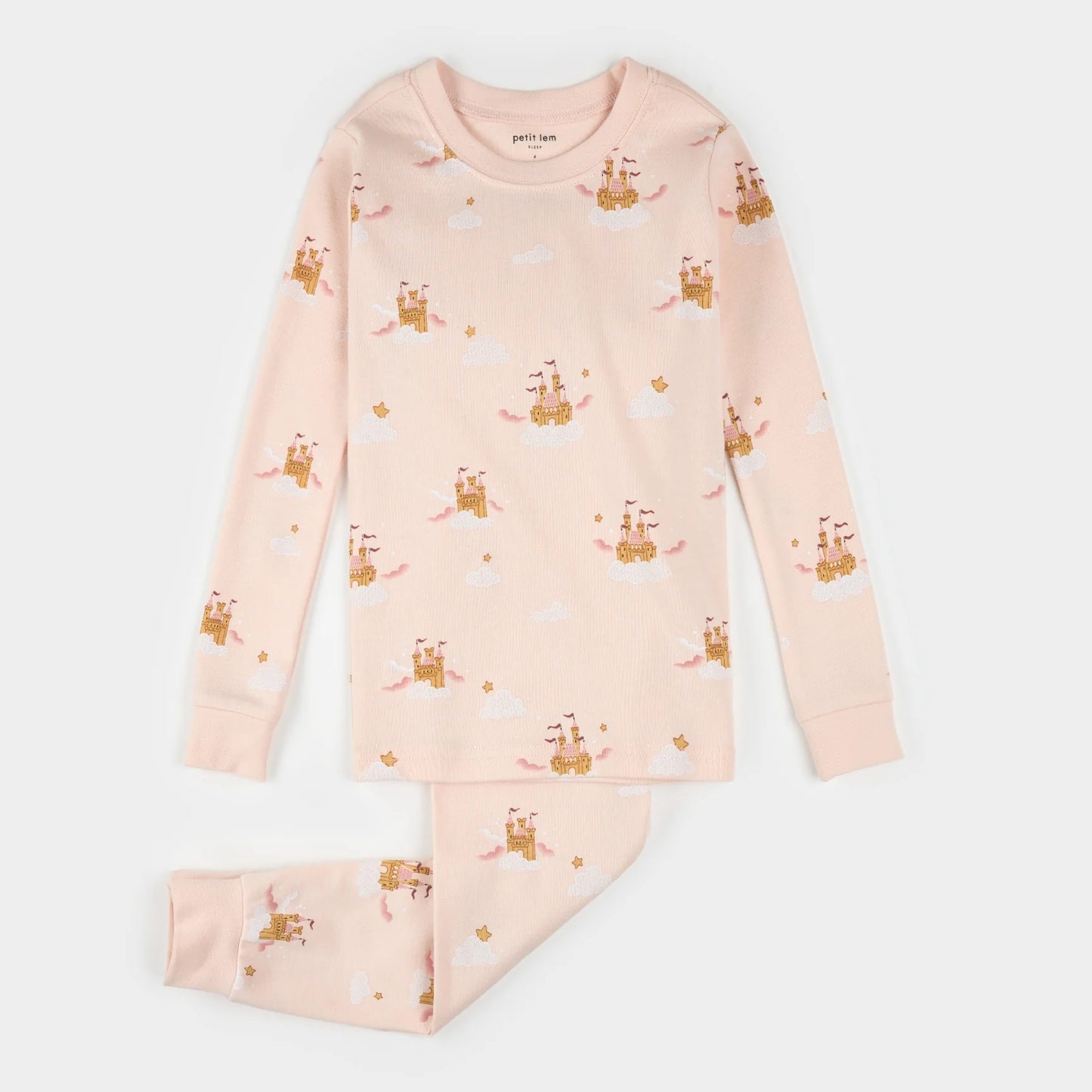 Long Sleeve Pajama Set | Light Pink Magic Castle