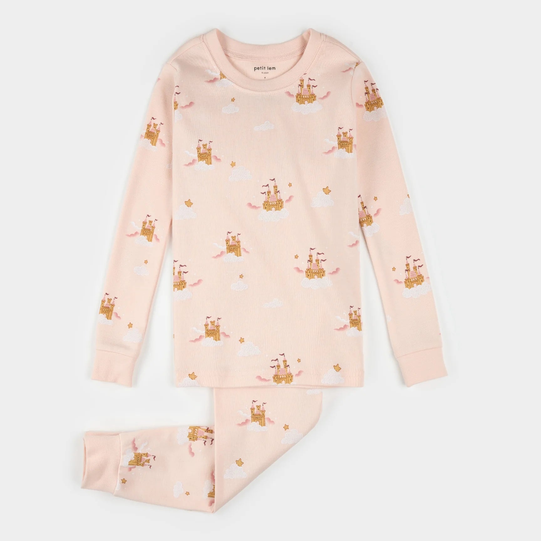 Long Sleeve Pajama Set | Light Pink Magic Castle
