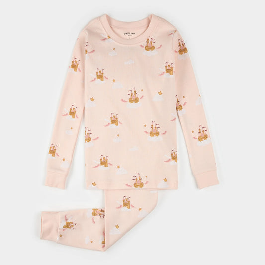 Long Sleeve Pajama Set | Light Pink Magic Castle