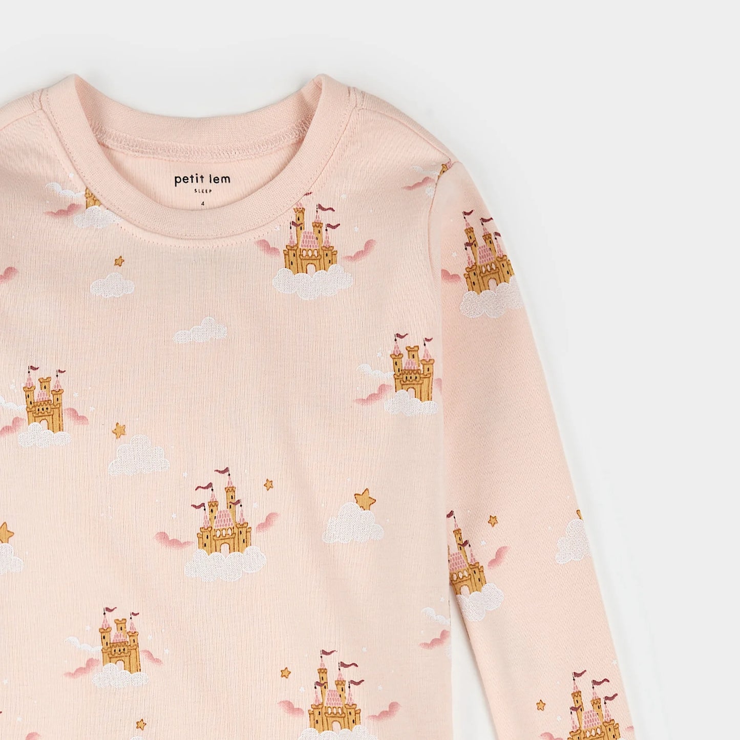 Long Sleeve Pajama Set | Light Pink Magic Castle