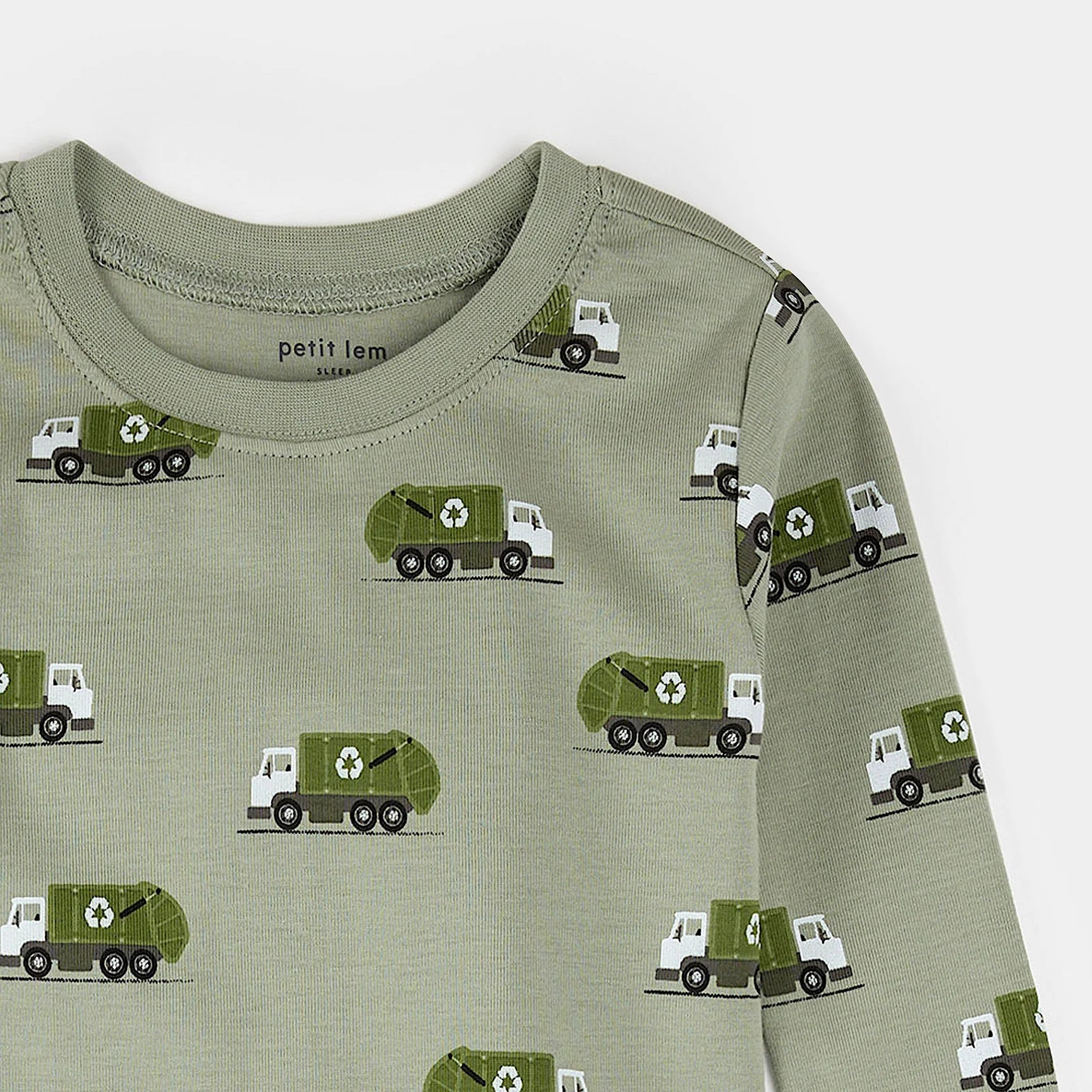 Long Sleeve Pajama Set | Green Recycling Trucks